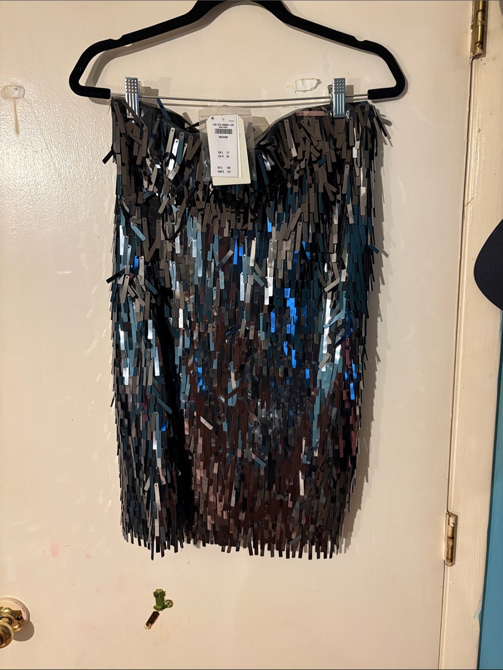 Abercrombie & Fitch Black Sequin Fringe Mini Skirt with Blue Shine